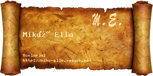 Mikó Ella névjegykártya